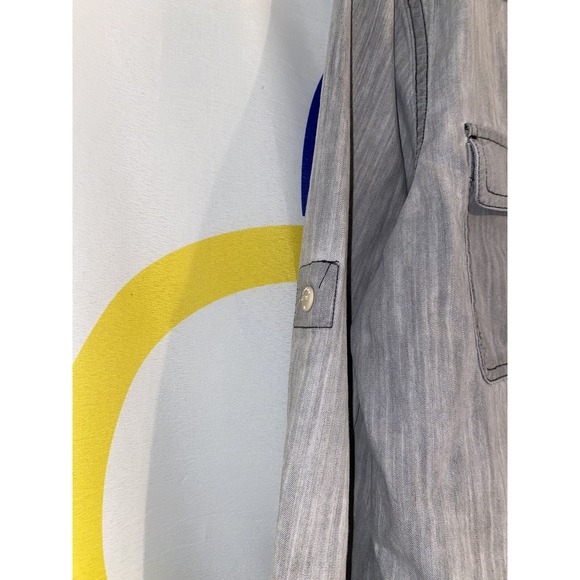 Oakley Button Up Shirt Mens Medium Gray Long Sleeve Pockets Spread Collar - Picture 6 of 8